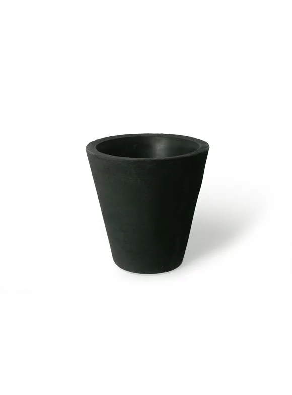 Algreen Olympus Planter, Self-Watering Planter, 16.5-In. Height by 16-In., Coarse Ribbed Texture, Black