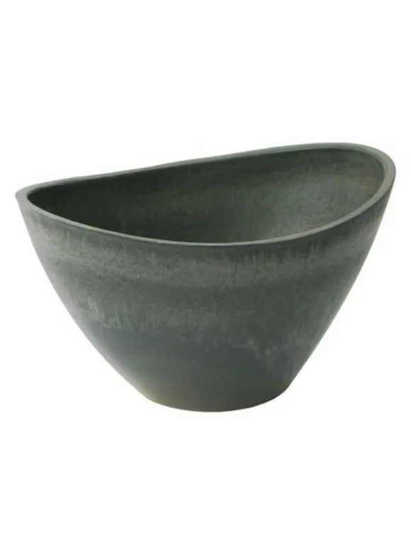 Algreen Products  Valencia Planter with Wave Bowl - Charcoal Marble - 16 x 12 x 10 in.