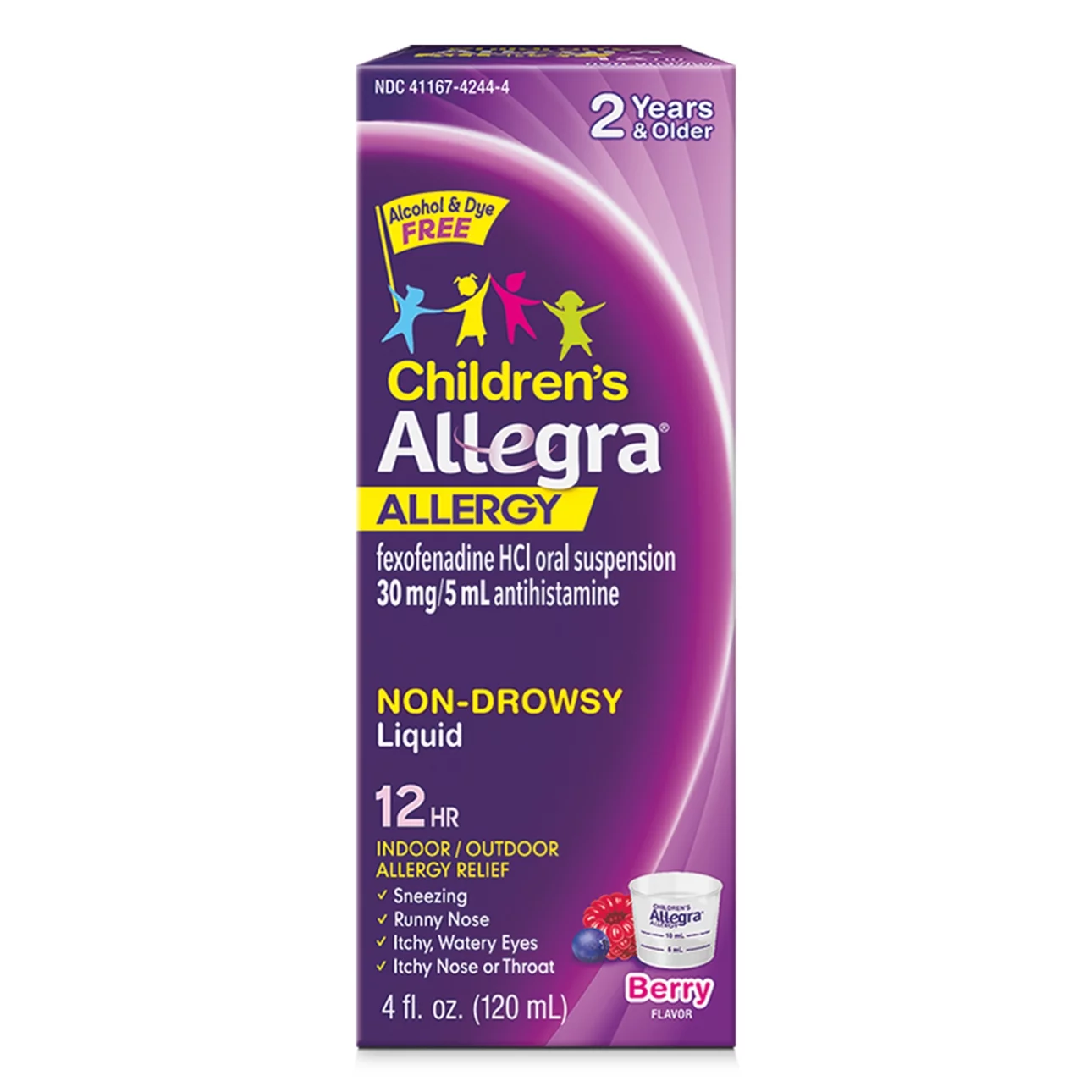 Allegra Children's 12 Hour Non-Drowsy Antihistamine Allergy Relief Medicine 30mg Berry Flavor Liquid 4oz