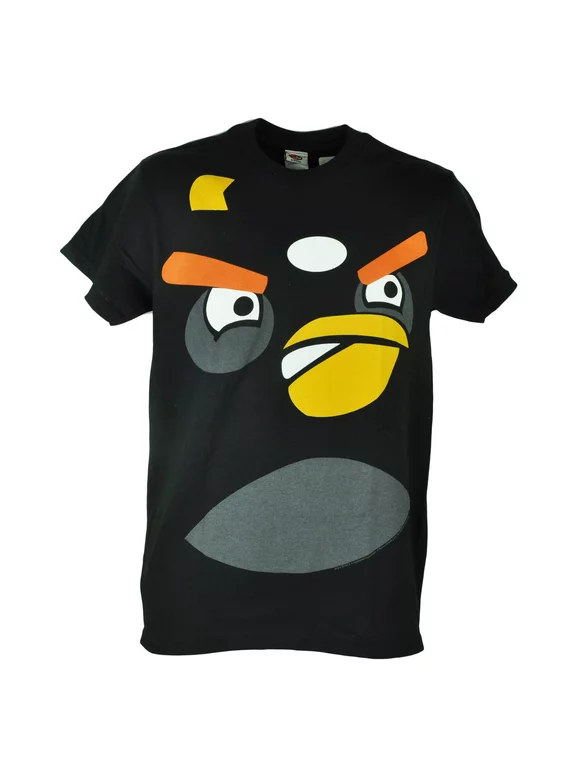 Angry Birds Black Bird Face Rovio Video Game Phone Adult Mens Tshirt Tee Large