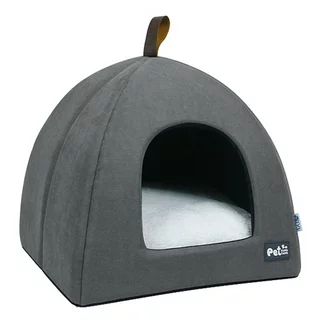 Anself Cat House – Plush Enclosed Cat Bed with Removable Cushion – Pet Cave Bed for Kittens or Small Dogs up to 20lbs (Gray, Size L)