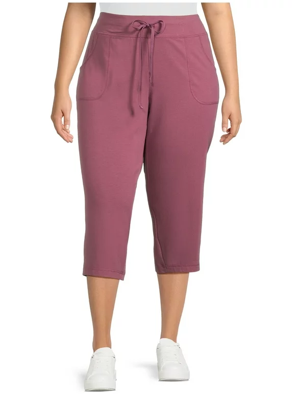 Athletic Works Women's Plus Size Athleisure Core Knit Capri Pants, Sizes 1X-4X