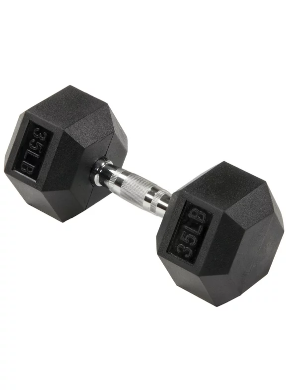 BalanceFrom Rubber Encased Hex Dumbbell, 35LBs, Single