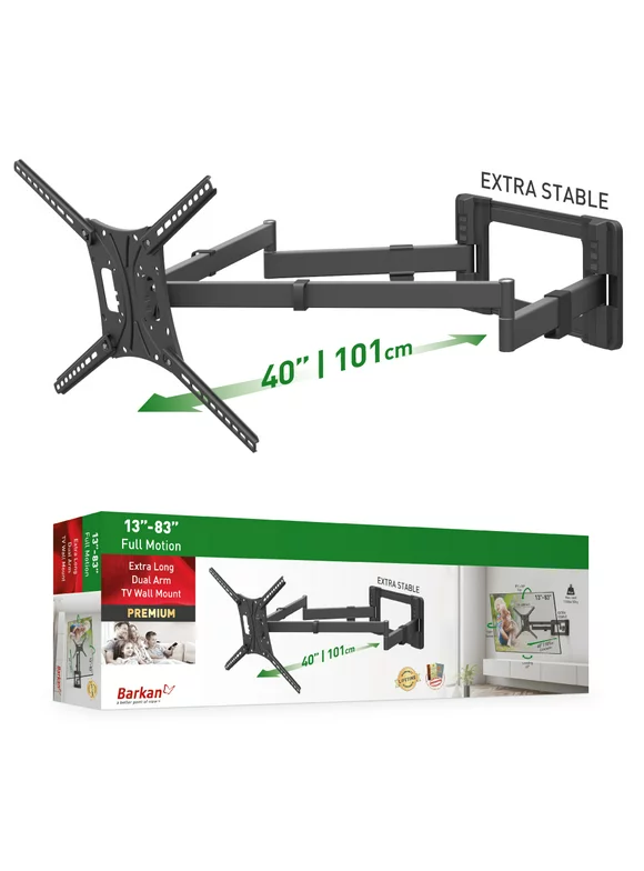 Barkan 40 inch Long  13 - 83 inch Full Motion Patented TV Wall Mount
