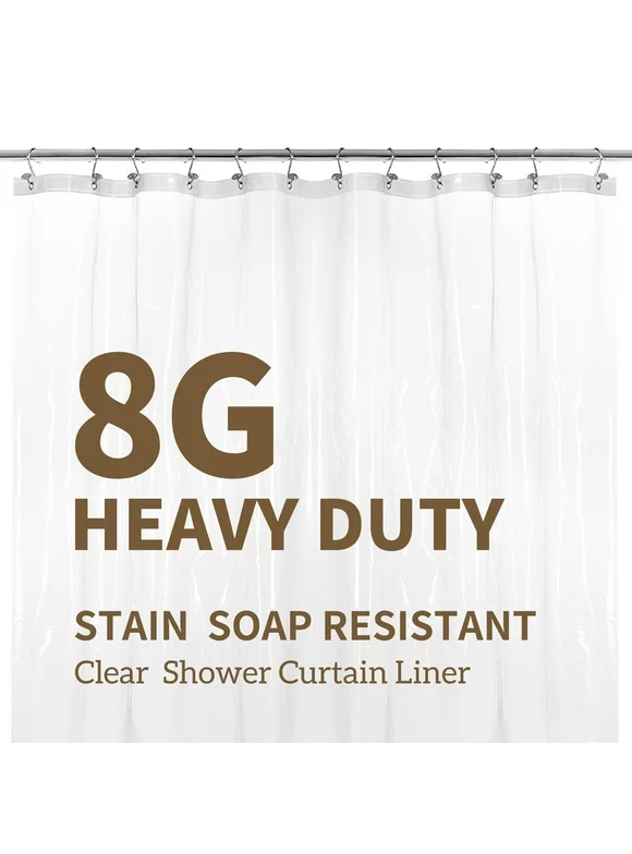 Barossa Design PEVA 8G Clear Shower Curtain Liner with 6 Magnets, Heavy Duty & Waterproof-72" x 72"