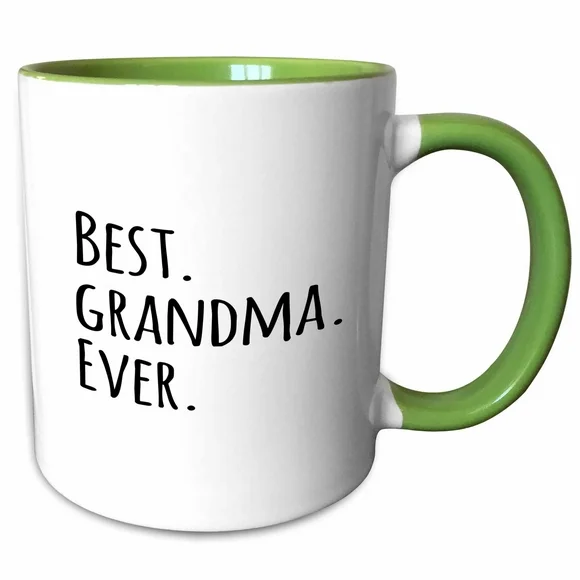Best Grandma Ever - Gifts for Grandmothers - grandmom - grandmama - black text - family gifts 15oz Two-Tone Green Mug mug-151513-12