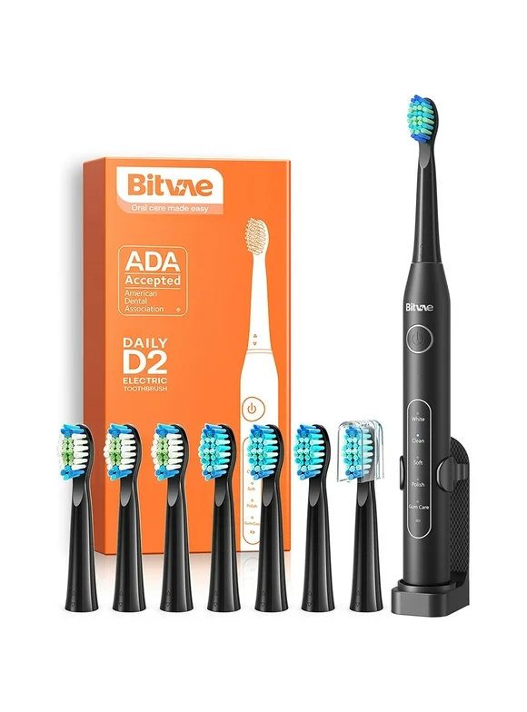 Bitvae Electric Toothbrush with 8 Brush Heads and Timer for Adults