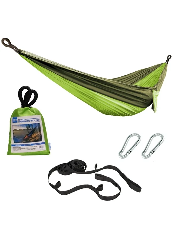 Bliss Hammocks Portable Travel Camping Hammock in a Bag W/ Adjustable Tree Straps, 54-inch Wide, 350 lb. Capacity (Forest Green)