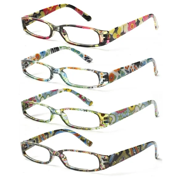 Boncamor Women's Reading Glasses 4 Pairs Ladies Fashion Spring Hinge Readers