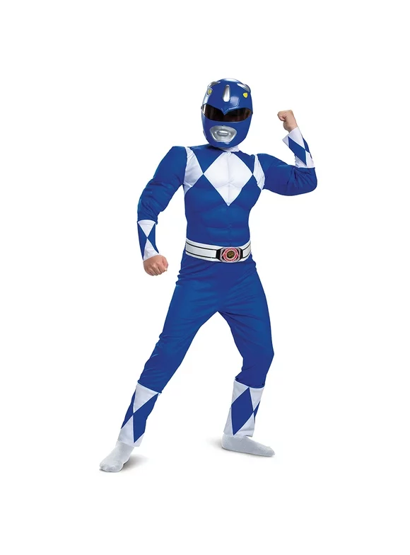 Boys Power Rangers Classic Muscle Blue Ranger Halloween Costume Set, Size XS (3T-4T)