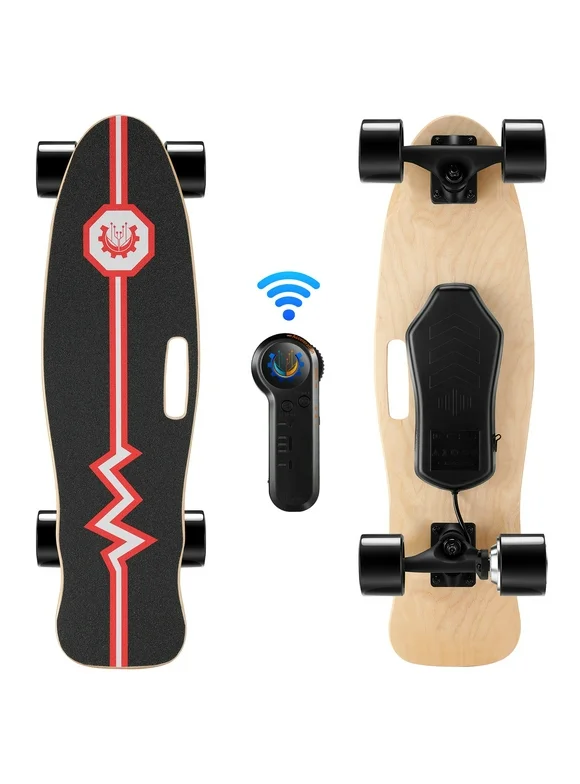 CAROMA 27.5" Electric Skateboards with Remote, 350W Motor E-Skateboard, 12.4 MPH Top Speed Electric Longboard, 8 Miles Max Range, 220 lbs Max Load Electric Skateboard for Adults, Youth