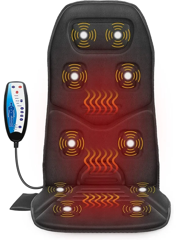 COMFIER Motors Massage Seat Cushion with 3 Level Heating Pad, Back Massager, Black, Gift for Men Women, Home/Car Use
