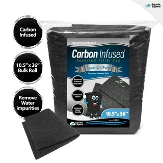 Carbon Infused Filter Pad Media for Crystal Clear Aquarium Fish Tank - 1" Thick, 10.5'' x 36''