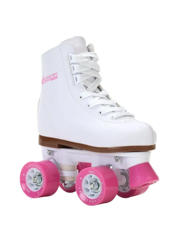 Chicago Girls' Classic Quad Roller Skates White Junior Rink Skates, Size 1