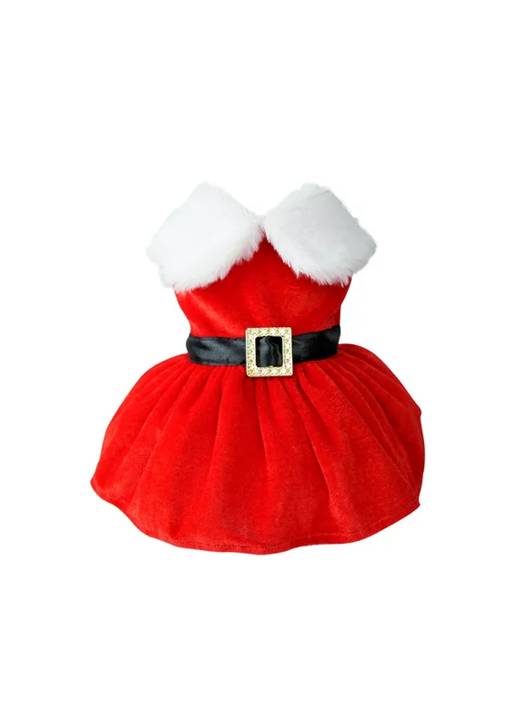 Christmas Dog Dresses Costume Santa Puppy Dress One Piece Pet Apparel Girl Doggies Holiday Party Outfits