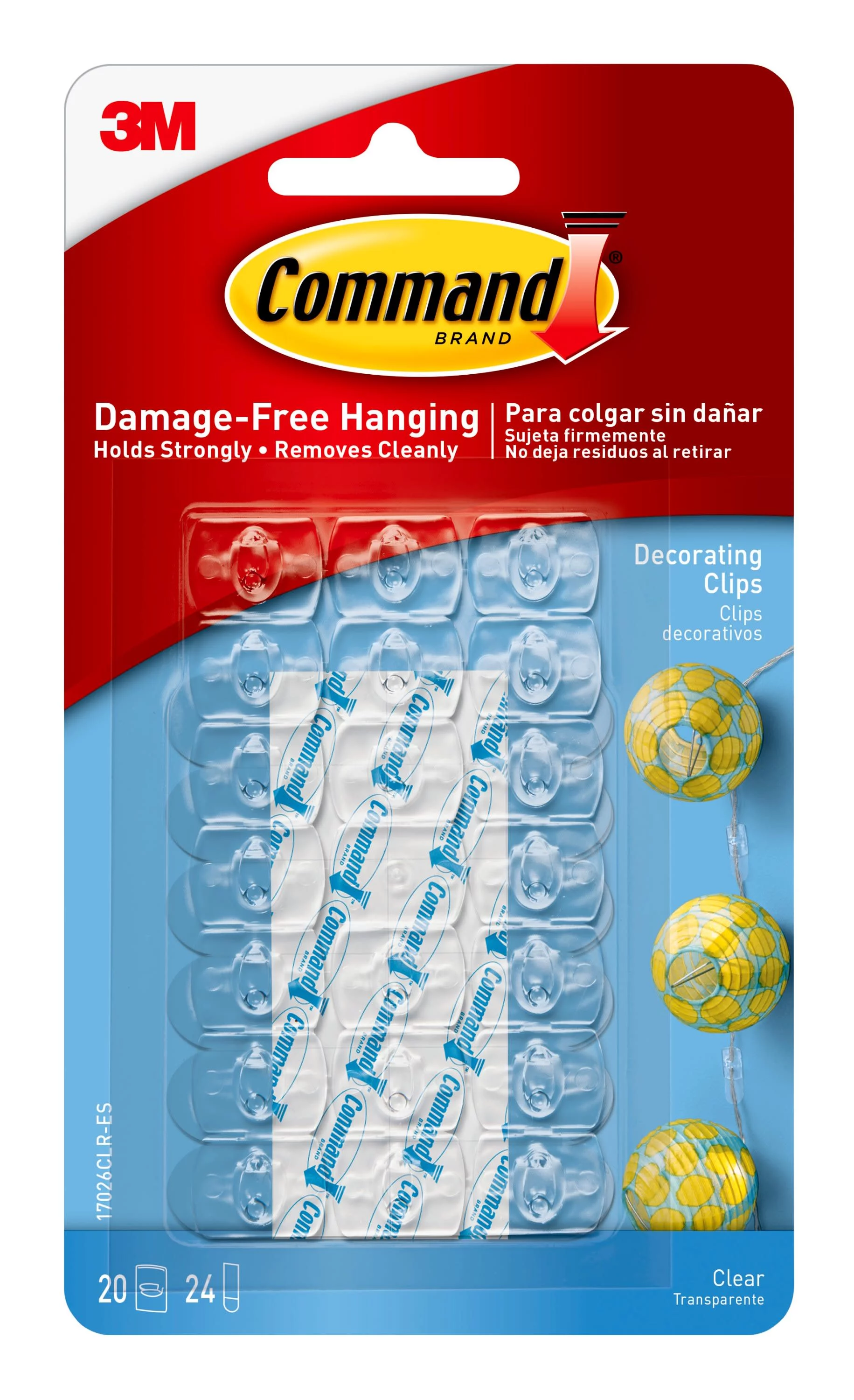 Command Decorating Clips, Clear, 20 Wall Clips