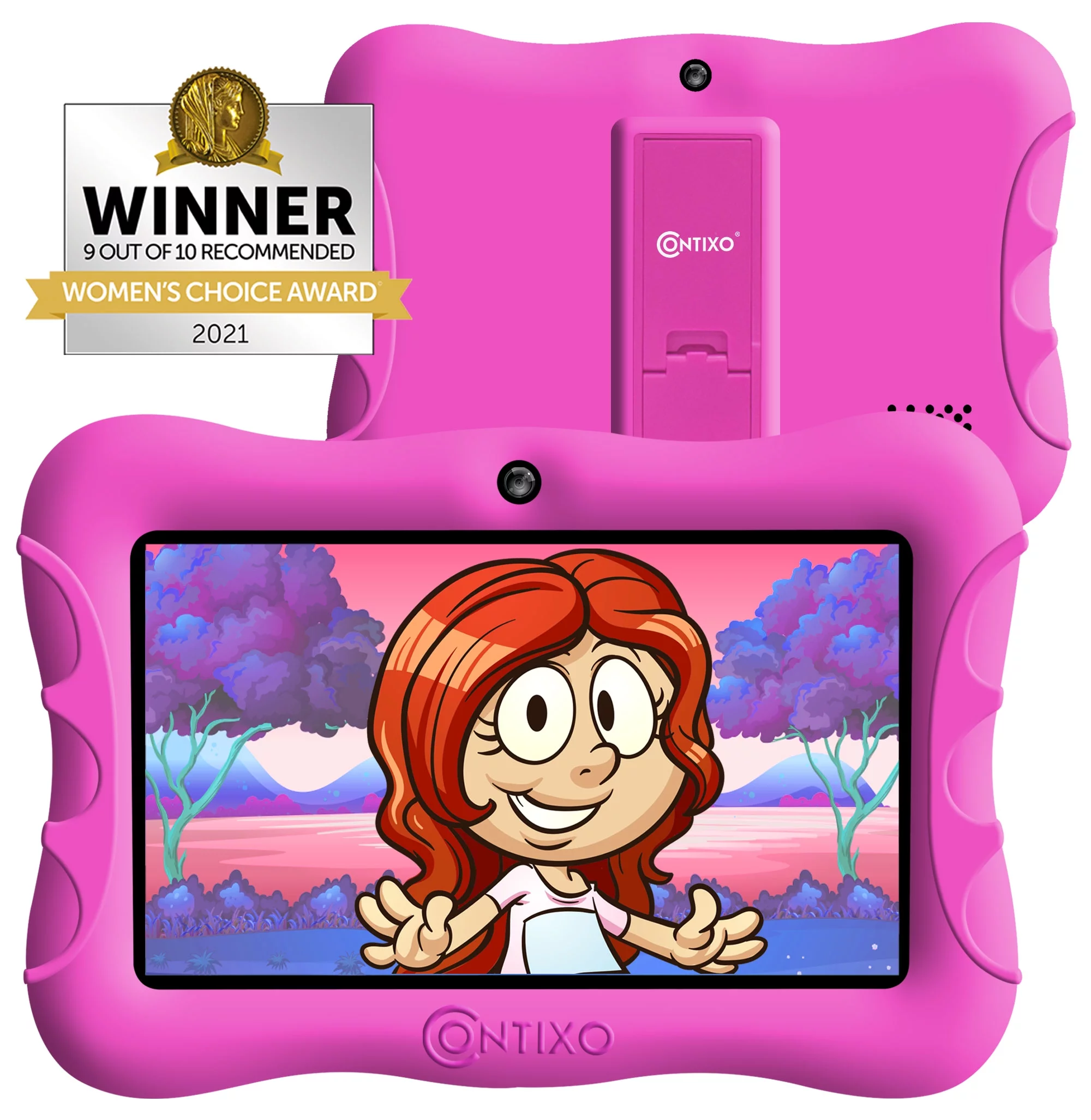Contixo 7&quot; Kids Tablet V8-3 Android with WiFi Camera 16GB Learning Tablet for Toddlers Children Kids Place Parental Control Pre installed 20+ Education Apps w/Kid-Proof Protective Case (Pink)