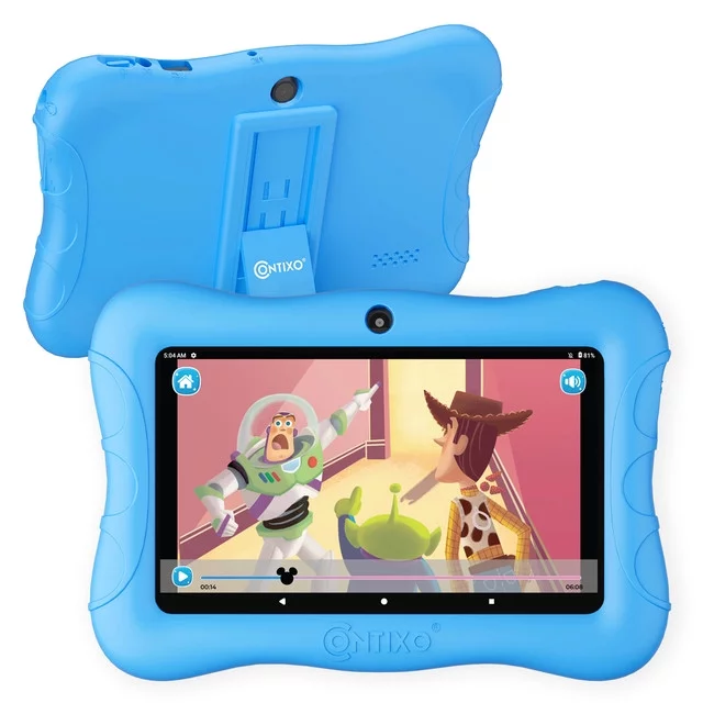 Contixo Kids Tablet with over $150 value of pre-installed Teacher Approved Apps, Android, 7", 32GB Storage, Learning Tablet with Parental Control, Kid-Proof Protective Case, age 3-8, V9-3-32-Blue