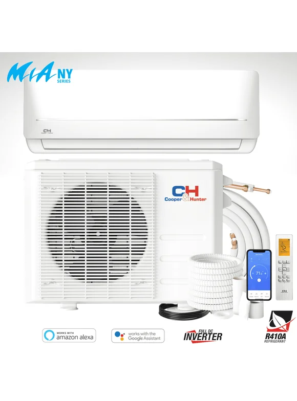 Cooper & Hunter 6000 BTU 115V Wall Mounted Mini Split Heat Pump Air Conditioner With 16ft Kit Cover 250 Sq Ft WiFi