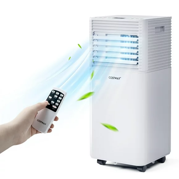 Costway 5000 BTU 8000 BTU ASHRAE Portable Air Conditioner 3-in-1 Air Cooler w/Dehumidifier & Fan Mode White