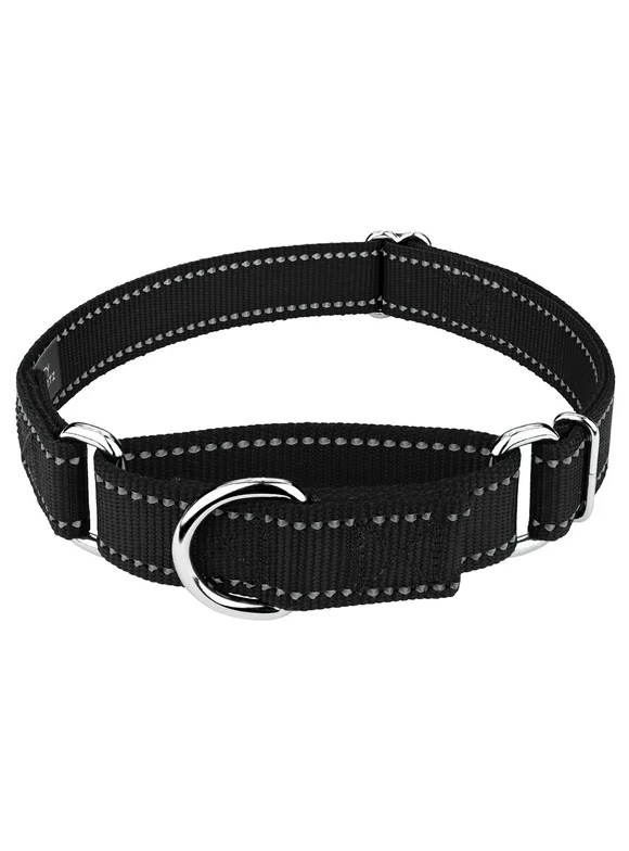 Country Brook Petz® Black Reflective Nylon Martingale Dog Collar, Medium