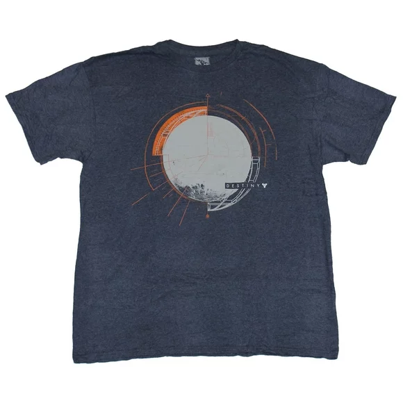 Destiny Mens T-Shirt  - White Circle Orange Outlined Image (Medium)