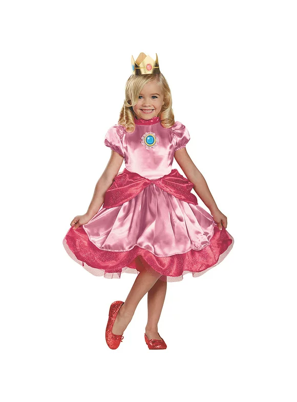 Disguise Toddler Girls' Deluxe Princess Peach Dress Costume - Size 3T-4T