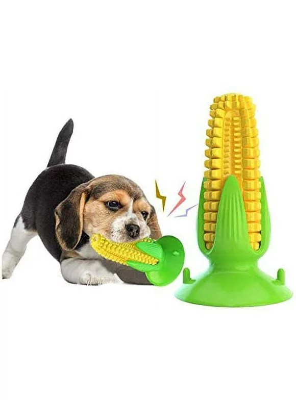 Dog Chew Toys Indestructible, Puppy Toothbrush Clean Teeth Interactive Corn Suction Cup Squeaky Toys for Small Medium Large Breed