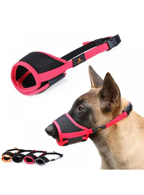 Dog Muzzle Nylon Soft Muzzle Anti-Biting Barking Secure,Mesh Breathable Pets Muzzle for Small Medium Large Dogs 8 Colors 6 Sizes