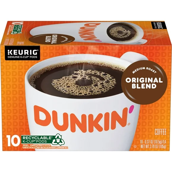 Dunkin' Original Blend Coffee, Medium Roast, Keurig K-Cup Pods, 10 Count Box