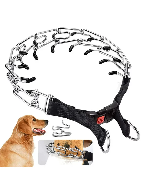 EIMELI Dog Prong Collar, Dog Pinch Training Collar with Quick Release Snap Buckle And Adjustable Length for Small Medium Large Dogs S (Weight: Around 35 lbs)