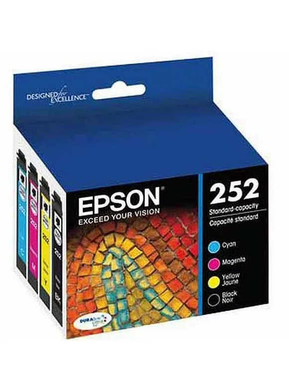 EPSON 252 DURABrite Ultra Ink Standard Capacity Black & Color Cartridge Combo Pack (T252120-BCS) Works with WorkForce WF-3620, WF-3640, WF-7110, WF-7610, WF-7620, WF-7710, WF-7720, WF-7210