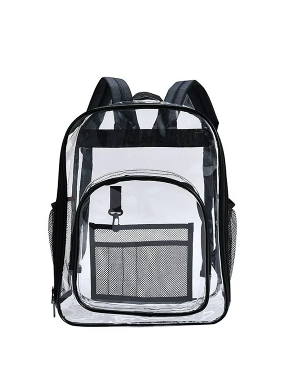 EUWBSSR 17" Clear Backpack Water Resistant Transparent Backpack Large Capacity Bookbag School Bag With Adjustable Straps For School, Work, Stadium, Security Trael, College