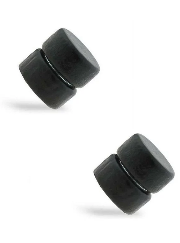 Earrings Organic Wood Steel Fake Magnetic Cheater plug Plug Sold as a pair