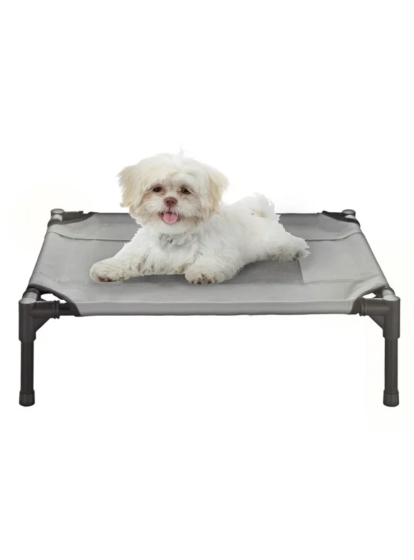 Elevated Pet Bed-Portable Raised Cot-Style Bed W/ Non-Slip Feet 24.5?x 18.5?x 7? for Dogs Cats and Small Pets-Indoor/Outdoor Use by Petmaker (Gray)