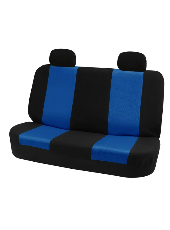 FH Group Classic Two Tone Universal Fit Cloth Seat Cover For Car Truck SUV Van - Rear Bench Blue FB102012BLUE