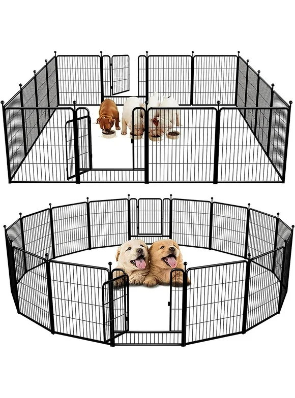 FXW Rollick Dog Playpen Outdoor,16 Panels 32" Height Dog Fence Exercise Pen with Doors for Large/Medium/Small Dogs, Pet Puppy Playpen for RV, Camping, Yard