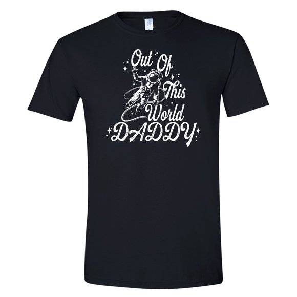 Feisty and Fabulous Surprise Present for New Dad, Daddy Out of This World Cotton Tee Black 2XL