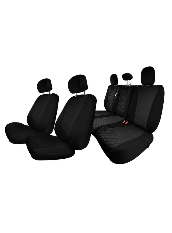 For Ford F-150 2015-2024 & F-250 F-350 F450 2017-2022 FH Group Neoprene Custom Fit Truck Car Seat Covers Full Set - Black