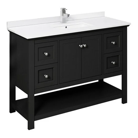 Fresca Manchester 48" Traditional Wood Bathroom Cabinet with Top/Sink in Black