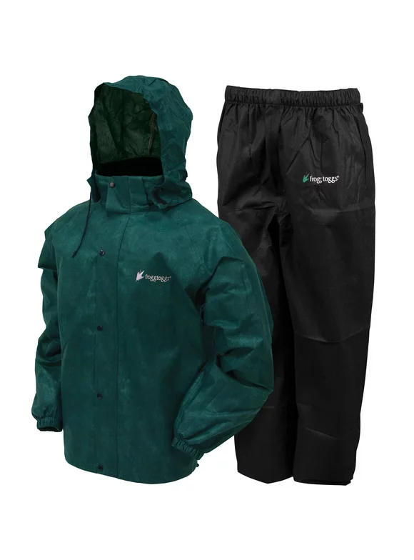 Frogg Toggs Men's Classic All-Sport Rain Suit  | Dark Green / Black Pants | Size MD