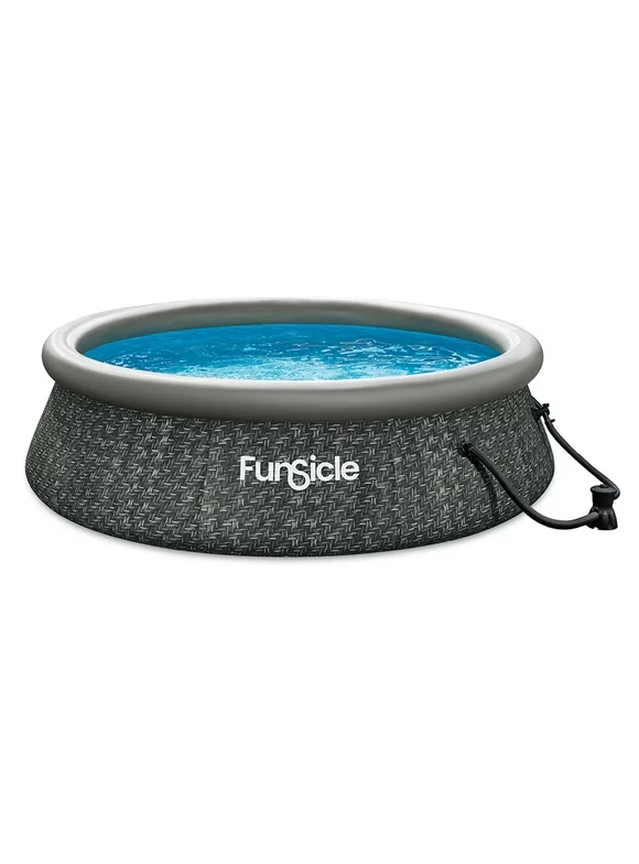 Funsicle 10ft x 30in Round QuickSet Designer Above Ground Pool, Dark Herringbone with Cartridge Filter Pump, Age 6 & up