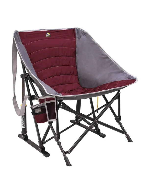 GCI Outdoor MaxRelax Pod Rocker Padded Foldable Rocking Camp Chair, Cinnamon