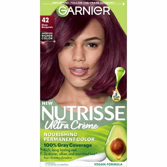 Garnier Nutrisse Nourishing Hair Color Creme, 42 Deep Burgundy Black Cherry