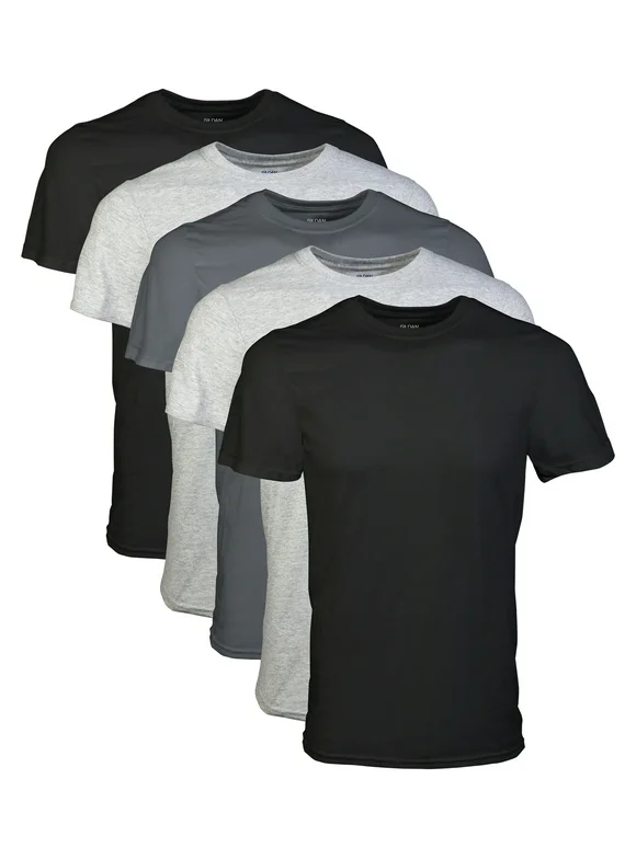 Gildan Adult Men's Short Sleeve Crew Assorted Color T-Shirt, 5-Pack, Sizes S-2XL