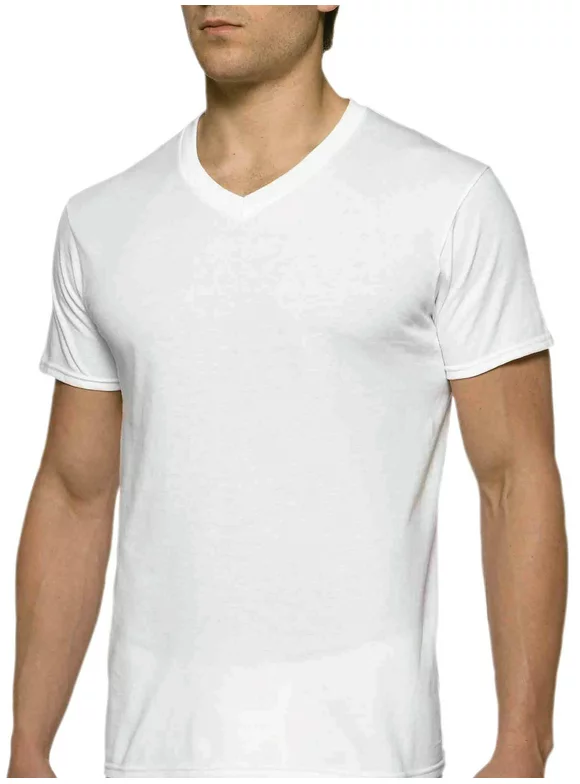 Gildan Adult Men's Short Sleeve V-Neck White T-Shirt, 6-Pack, Sizes S-2XL