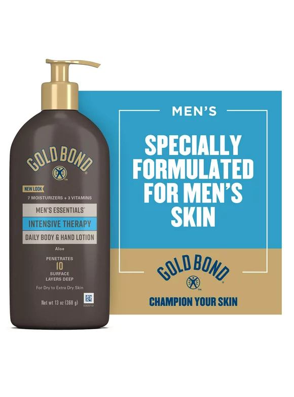 Gold Bond Men's Essentials Intensive Therapy Hand and Body Lotion & Cream for Extra Dry Skin 13oz