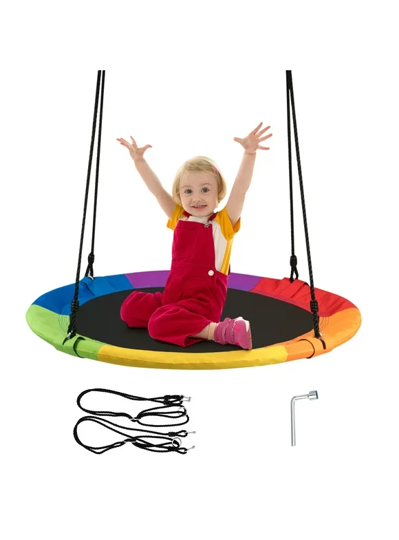 Goplus 40'' Flying Saucer Tree Swing Indoor Outdoor Play Set Swing for Kids colorful