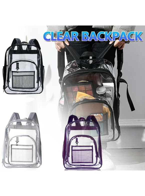 HOTBEST Heavy Duty Transparent Clear Backpack PVC Waterproof School Bookbag See Through Backpacks for School,Sports,Work