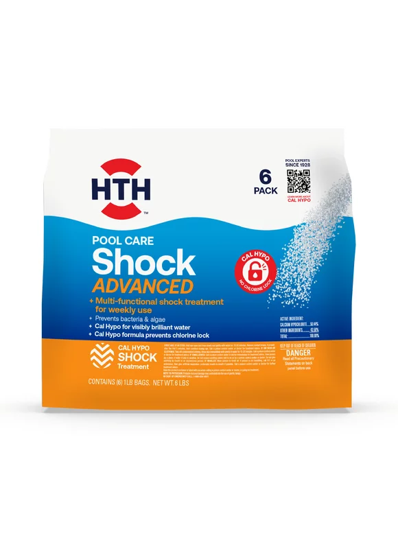 HTH Pool Care Shock Advanced for Swimming Pools, 1 lb (Pack of 6)
